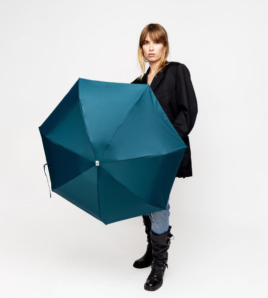 Mini parapluie bleu minéral – micro & solide – OCTAVE bleu canard