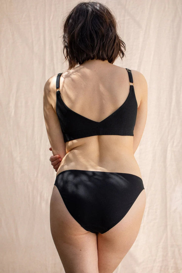 Culotte Mei en coton bio Noir de dos