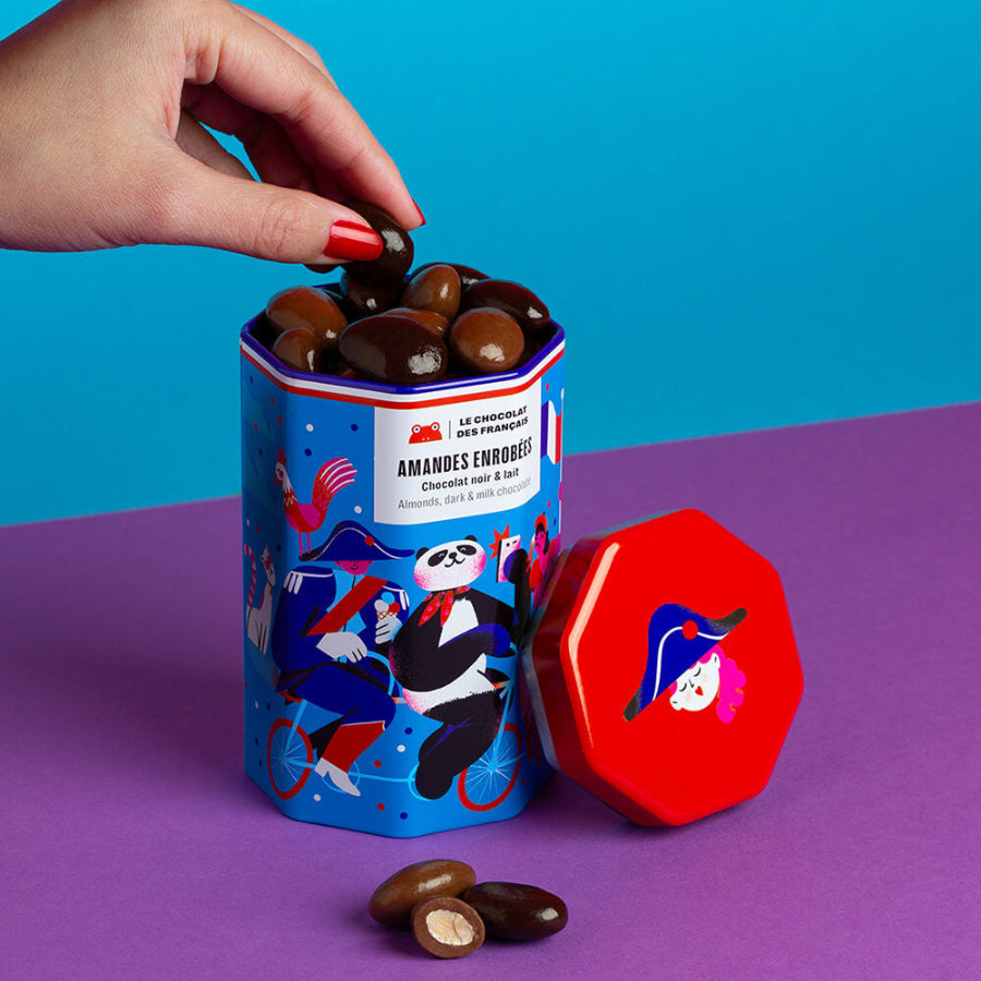 Amandes enrobées de chocolat noir & lait