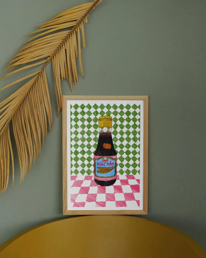 affiche bouteille de nuoc nam encadrée