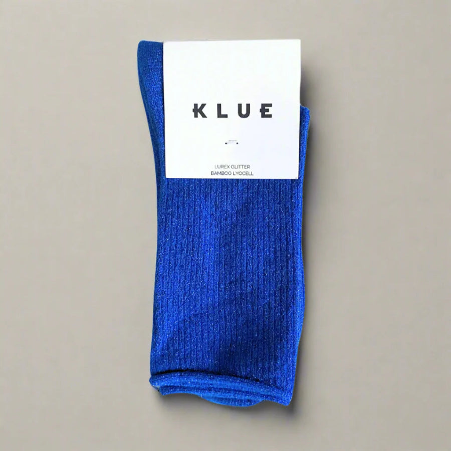 chaussettes pailletées bleu éléctrique