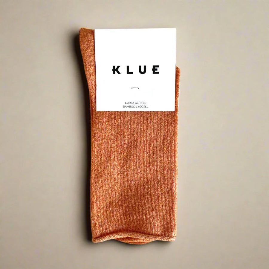 chaussettes pailletées terracotta