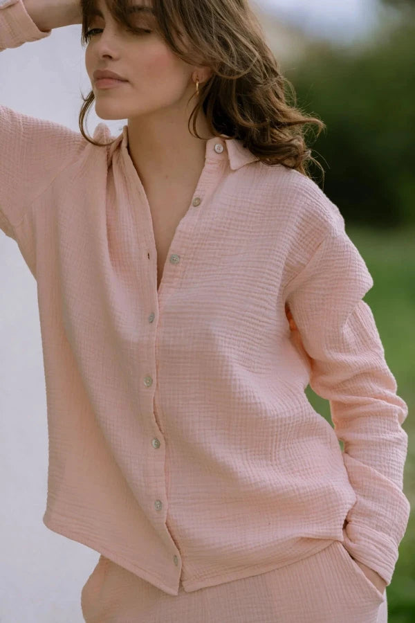 chemise gaze de coton rose