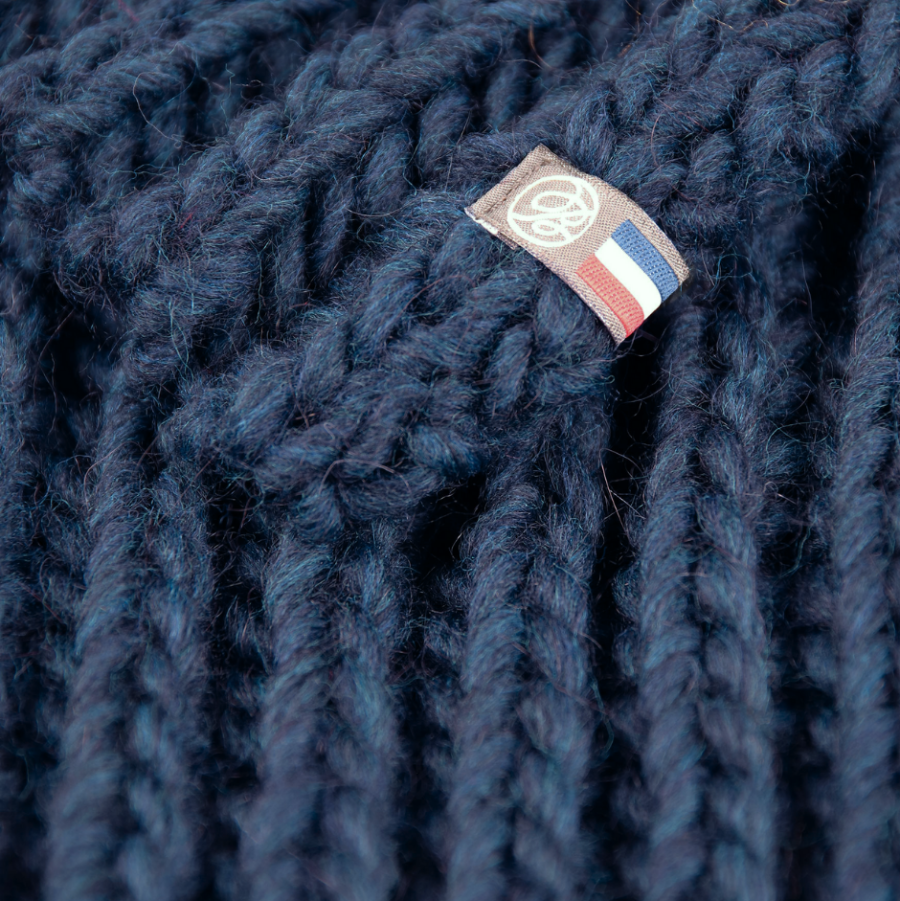 plaid laine alpaga marine