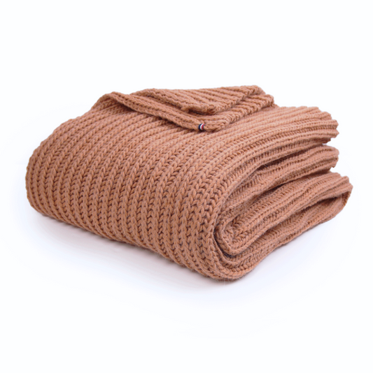 plaid grosses mailles camel
