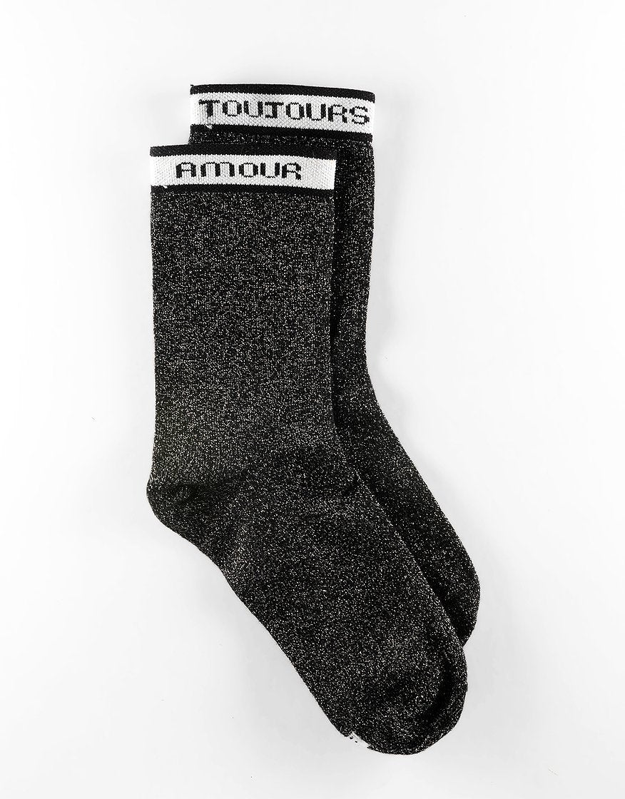 Chaussette Jeanne l'amour en noir. Maison Causettes