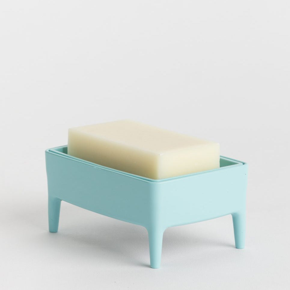 Porte savon en plastique recyclé Foekje Fleur Bleu